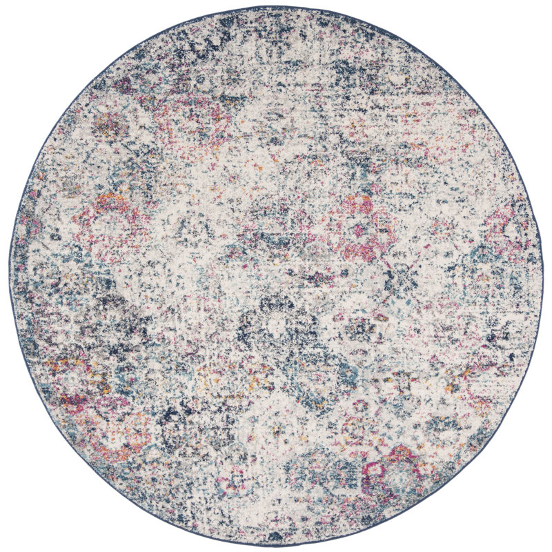Cronin Navy/Teal Area Rug, Round 12'