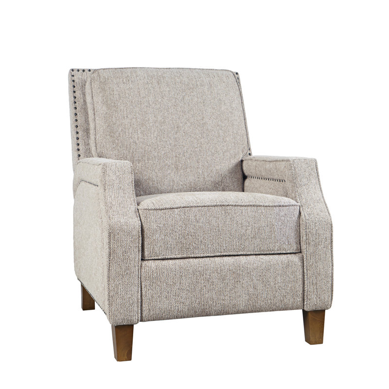 York Modern Transitional Linen Upholstered Recliner Accent Chair with Nailhead Trim - Sand, Sand