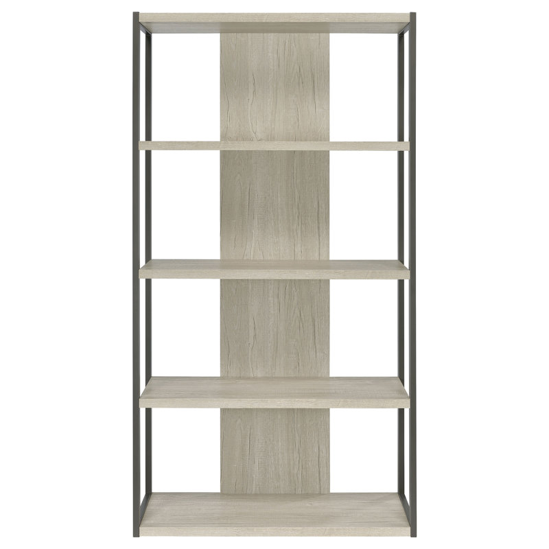 Loomis Whitewashed Grey 4-Shelf Bookshelf