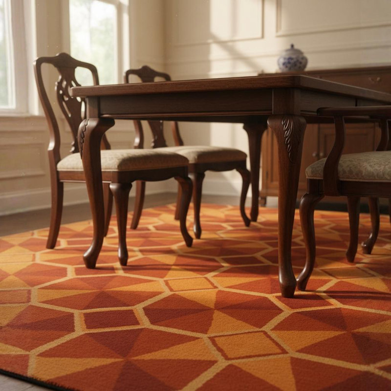 Tapis orange et rouge en laine touffeté à la main Ailey, 5 pi x 7 pi 6 po