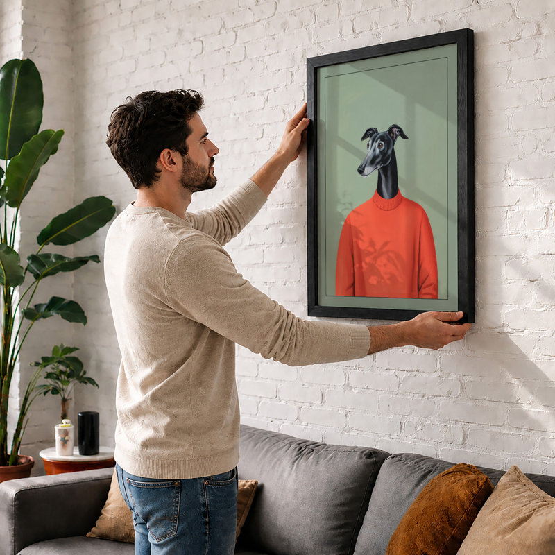 Dog-Headed Portrait Novelty - Print, A2 - 59.4 x 42.0 cm, Black