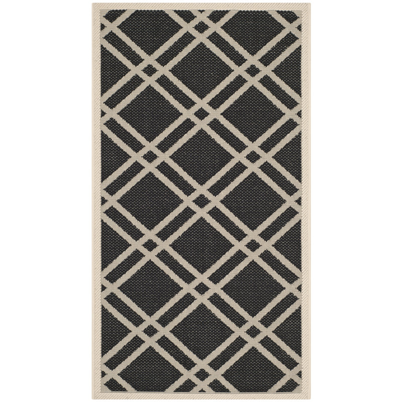 Kellogg Hooked Black/Beige Indoor/Outdoor Rug, Rectangle 79 x 152 cm