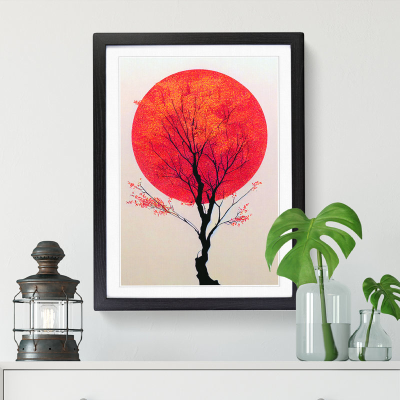 Peach Blossom Tree Modern Vol.2 - Framed Print, Black, 64cm H x 46cm W x 2cm D