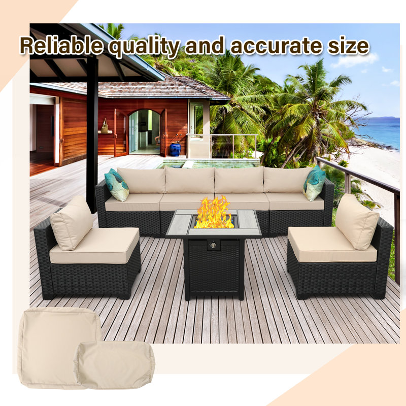Outdoor Sectional Cushion Covers Waterproof Cushion Covers Slipcovers Replacement Non-Slip(6 + 6), Beige