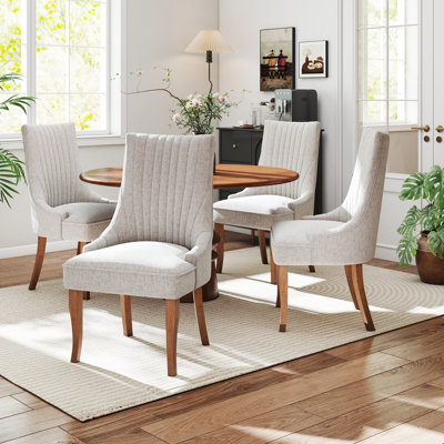 Modern Linen Fabric Kitchen Side Chair,  Dining Chair（Set Of 6）