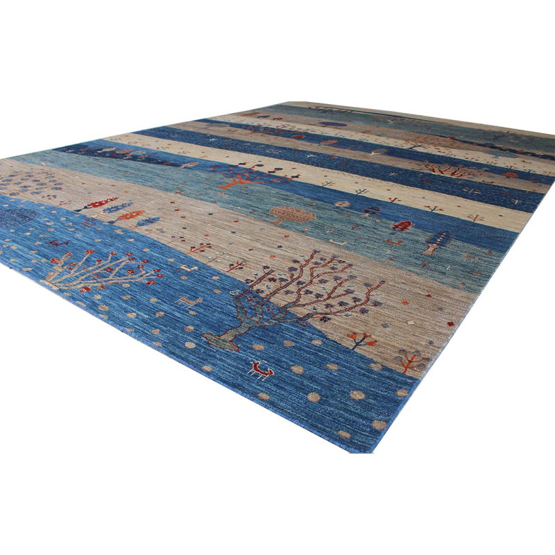 One-of-a-Kind High-Quality Hand-Knotted Blue/White Area Rug