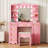 Makeup Vanity with 3-color Lighting Mirror, Outlets, Stool, Storage Drawers and Cabinet-167478790