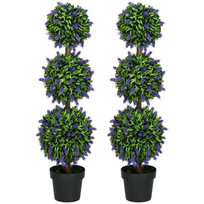 110cm Faux Flowering Topiary in Pot