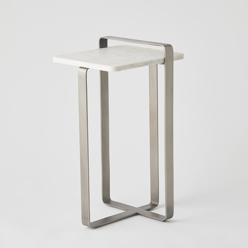 Table de bout en marbre, Blanc / Gris