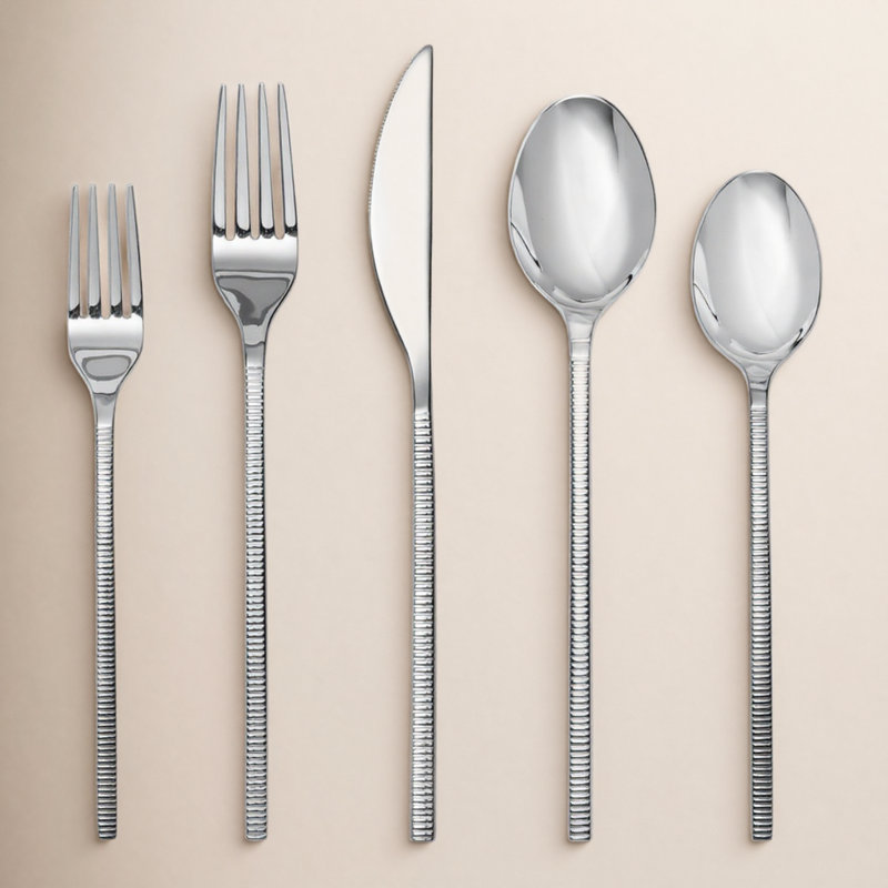 Fortessa Shoji 18/10 Stainless Steel 20 Piece Flatware Set (Service for 4), Silver