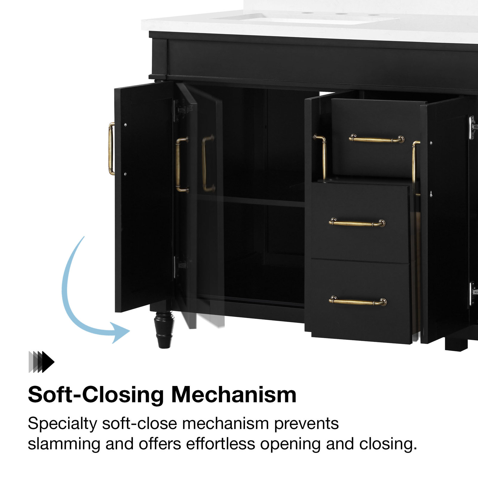 Burdick 60" Double Bathroom Vanity, Impress Black