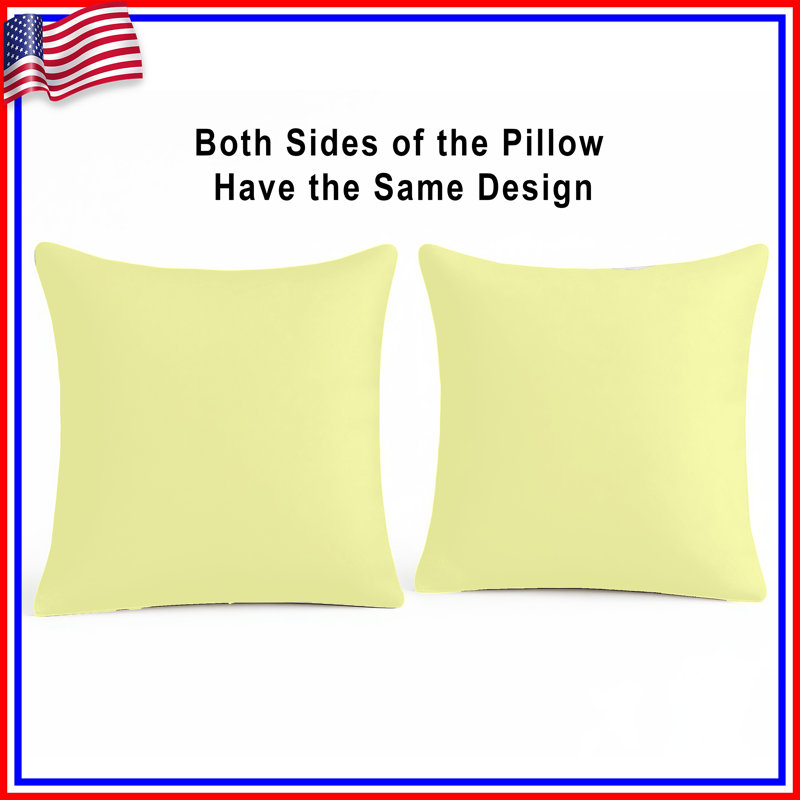 Solid Light Yellow Double Sided Throw Pillows, 16 x 16 inches