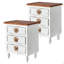 Vintage Farmhouse End Table With Floral Knobs – 19" Rustic Nightstand With 3 Drawers & Gourd Legs,Bedside Or Sofa Accent Table, Almost Fully Assembled, Blue-910658148