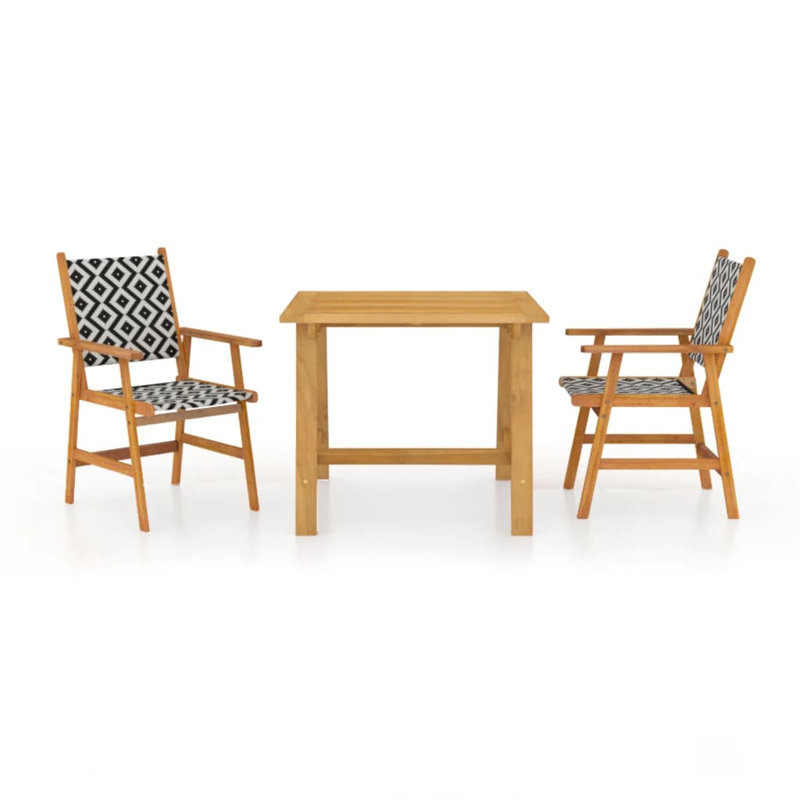 Margr 2 - Person Acacia Patio Dining Set with Square Table