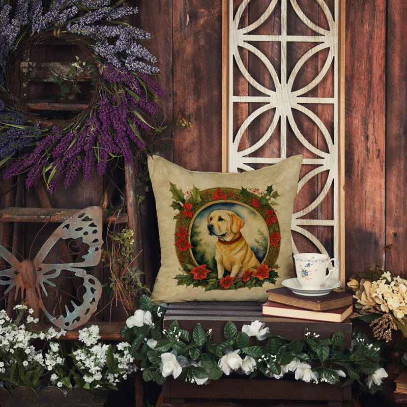Coussin Christmas, Rectangulaire, Labrador Retriever, H 12 po x l 16 po