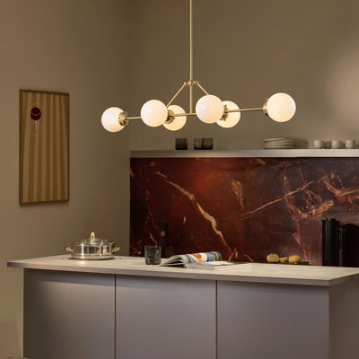 Jewellia 6-Light Dimmable Glass Sputnik Modern Linear Pendant