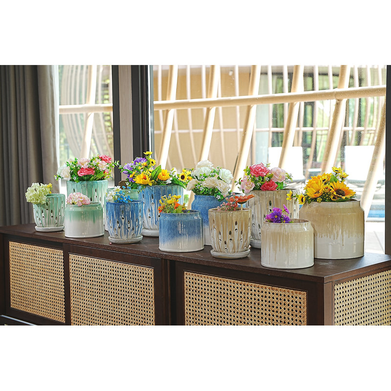 High-quality ceramic flower pots, Brown/White