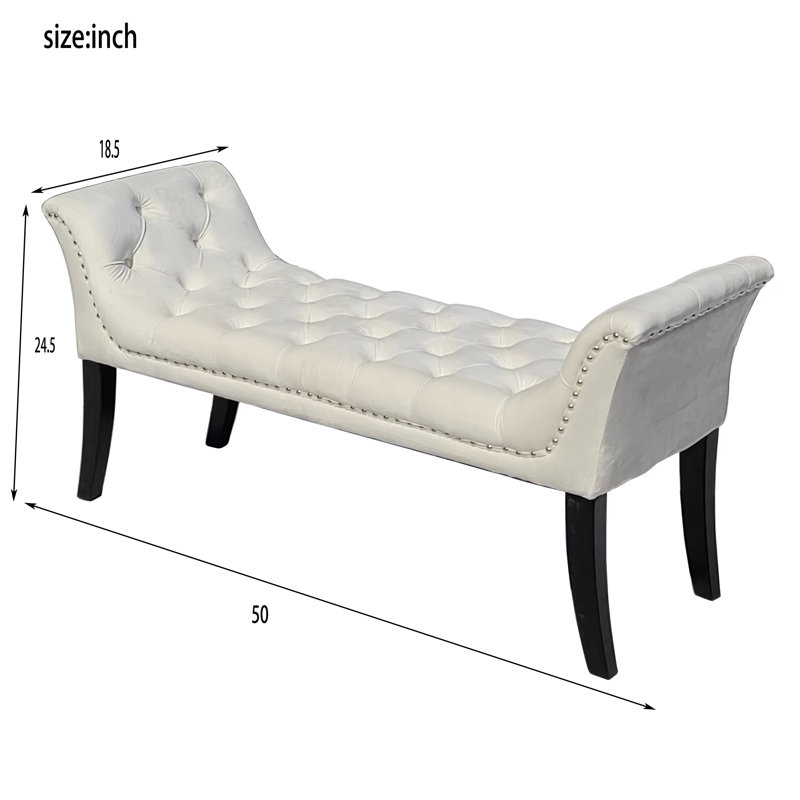 Banc rembourré en velours Norvun