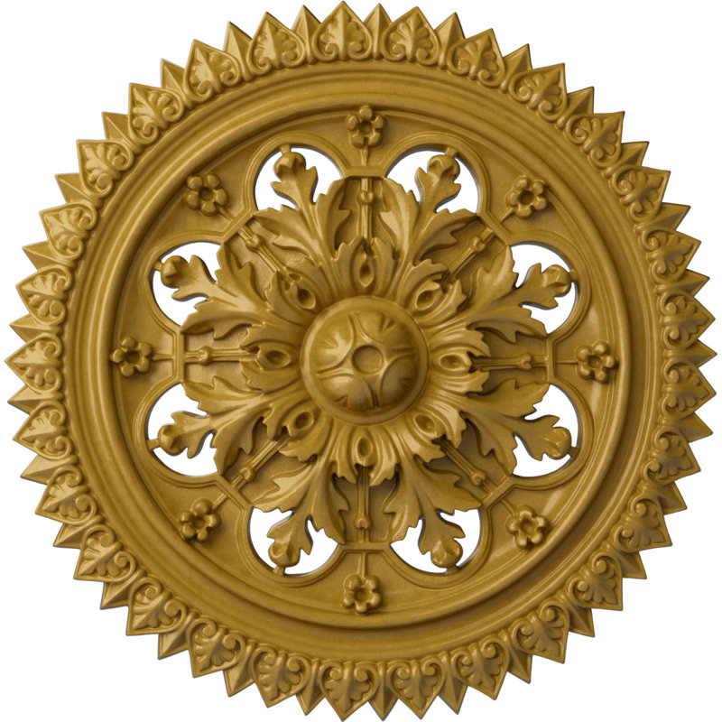 Médaillon de plafond Endurathane York, DE 21 5/8 po x P 2 1/2 po (convient aux auvents jusqu'à 3 5/8 po), fini or irisé peint à la main