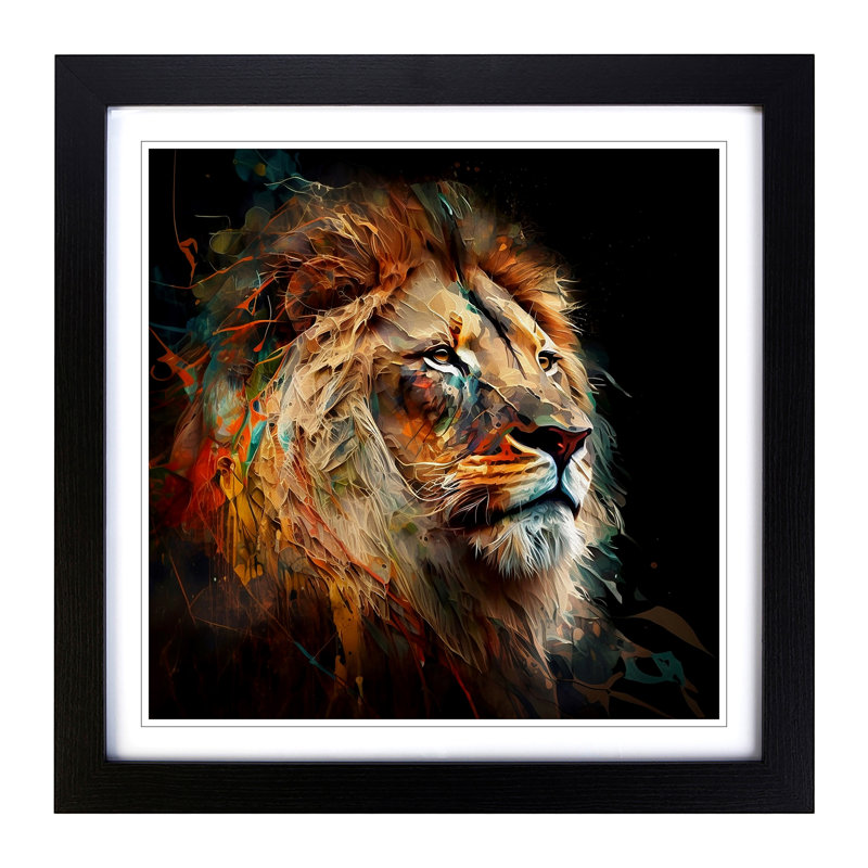 Lion - Framed Print, Black