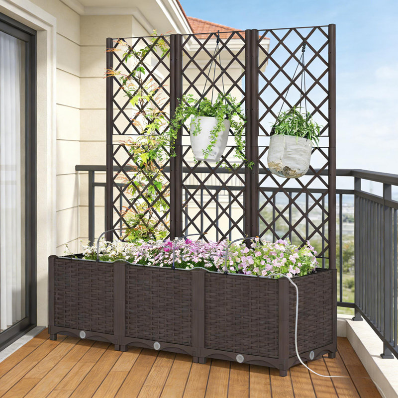Boîte à fleurs d'extérieur, lit de jardin surélevé pratique à arrosage automatique