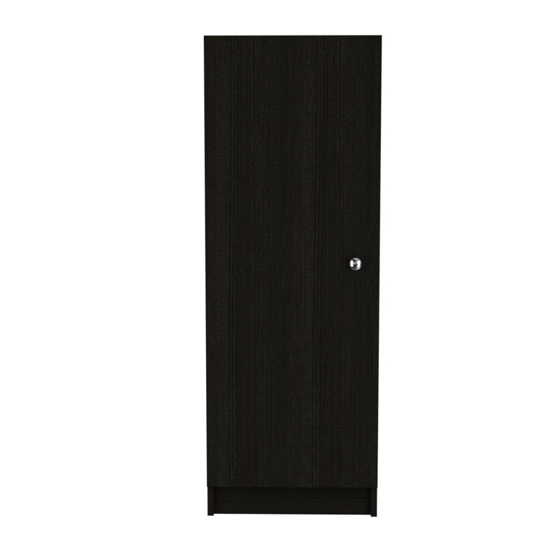 Armoire de rangement à porte simple avec quatre tablettes intérieures Belleria, Noir, noir, noir, noir