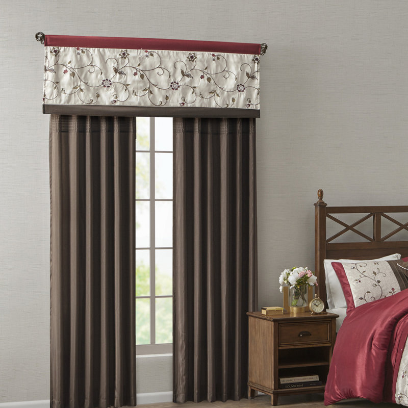 Embroidered Window Valance Red 50x18", Red
