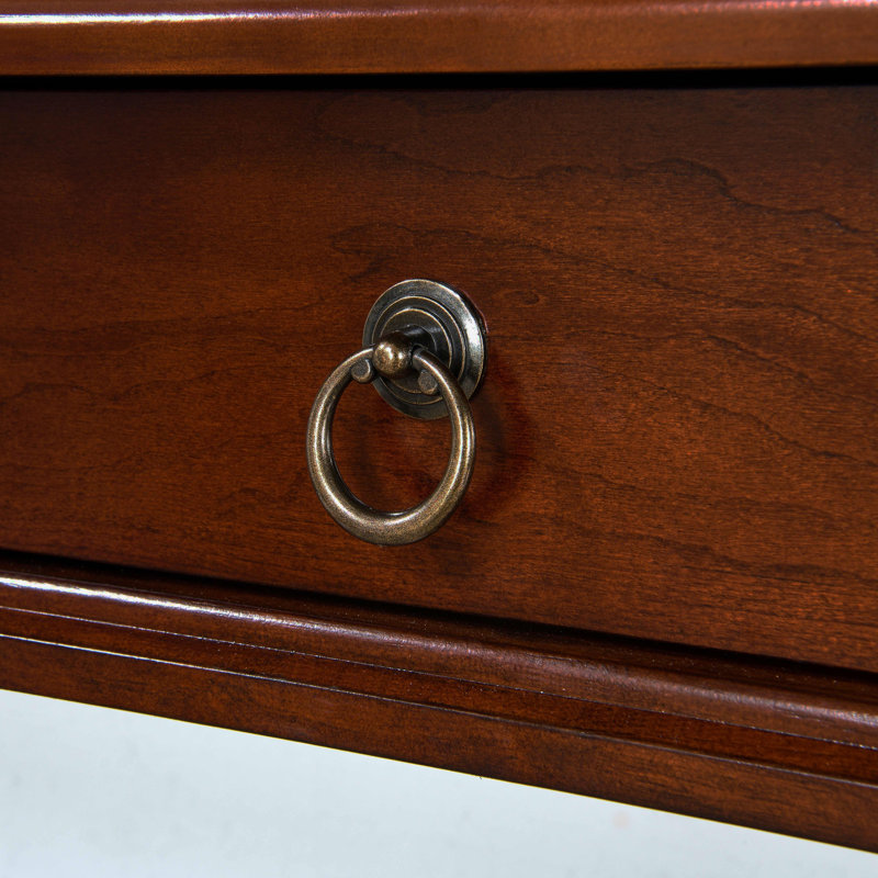 Console traditionnelle en bois, table d'entrée de 120 cm de long avec 3 tiroirs de rangement, plateau en placage à chevrons et pieds cannelés, table d'appoint en noyer pour couloir ou salon