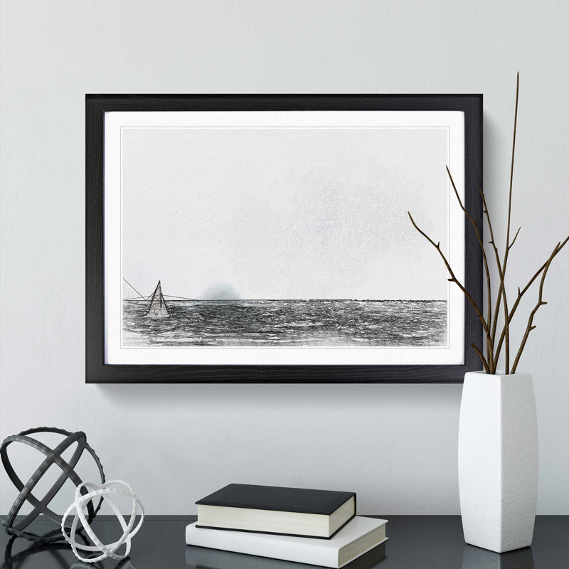Sailing on the Ocean in Abstract - Picture Frame Graphic Art Print, 40cm H x 60cm W x 2cm D, Black