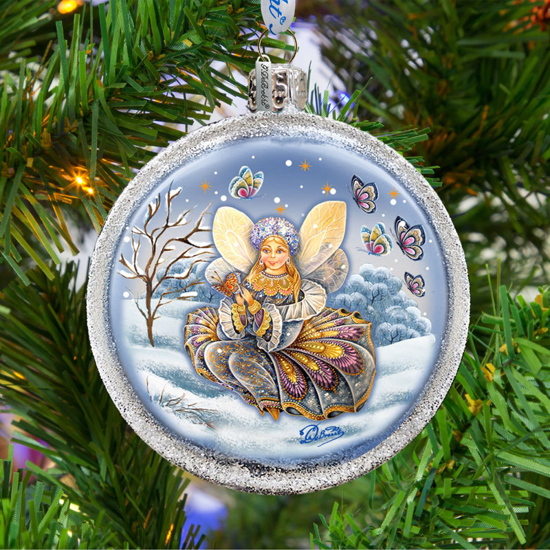 3'' Handmade Glass Holiday Shaped Ornament, Angel