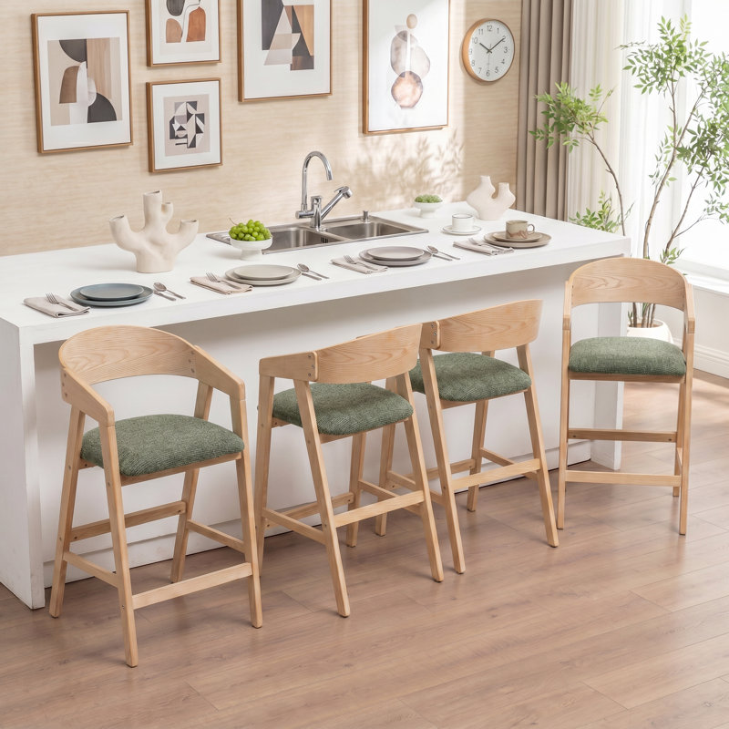 Tabouret de comptoir rembourré Devane, Vert