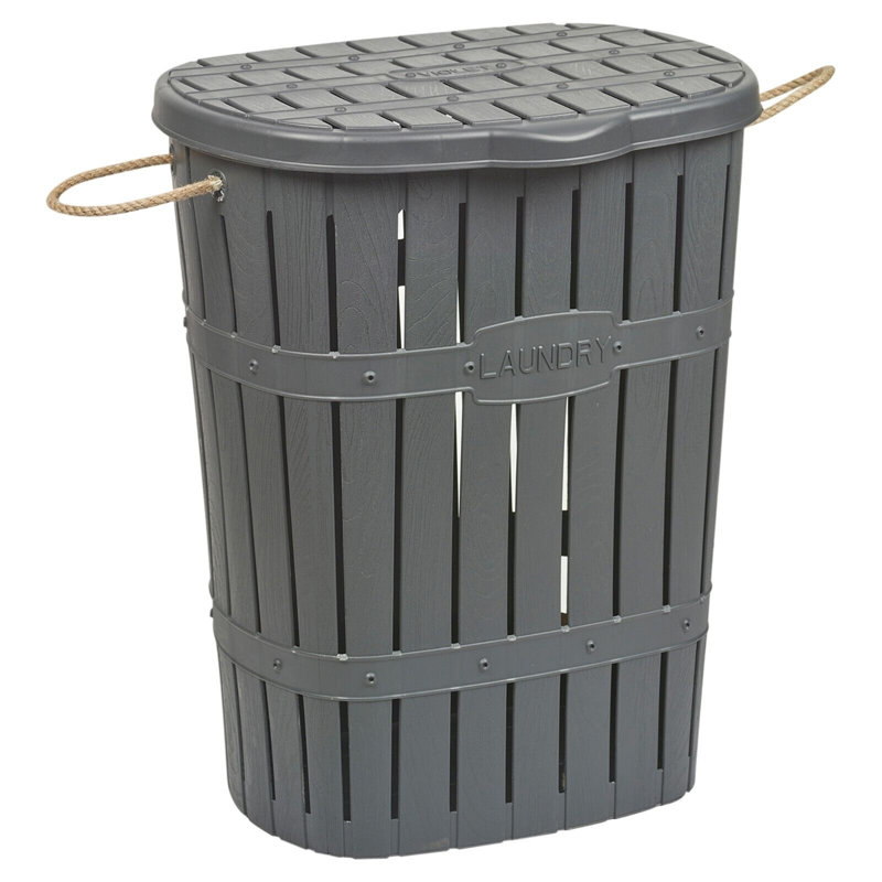 Plastic Laundry Basket with Handles, Anthracite