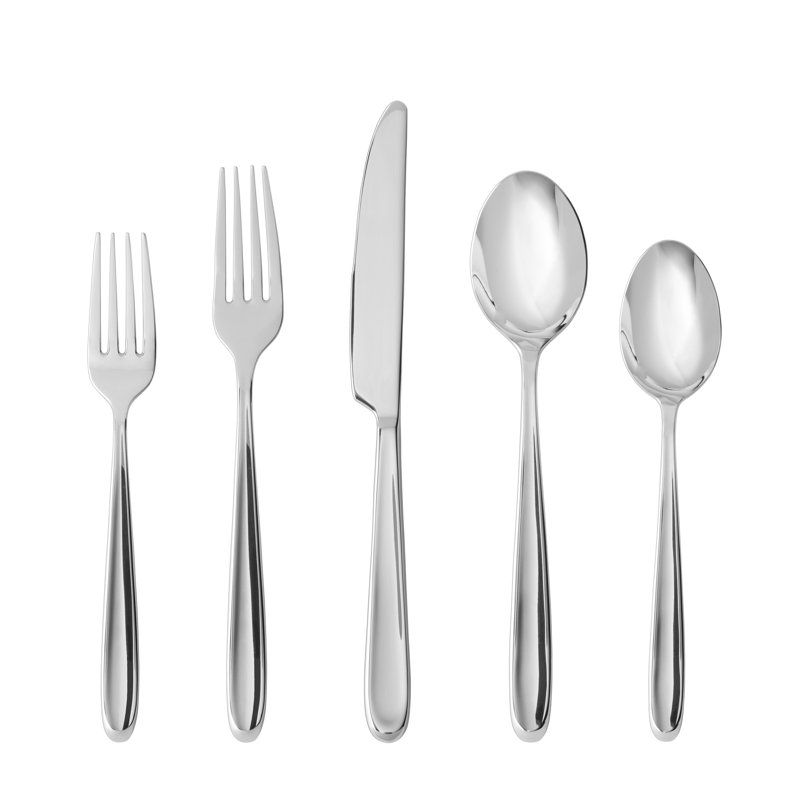 Fortessa Scoop 18/10 Stainless Steel 20 Piece Flatware Set (Service for 4), Silver
