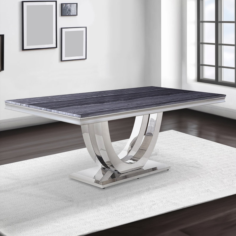 Celedonio Rectangular Marble Top Dining Table