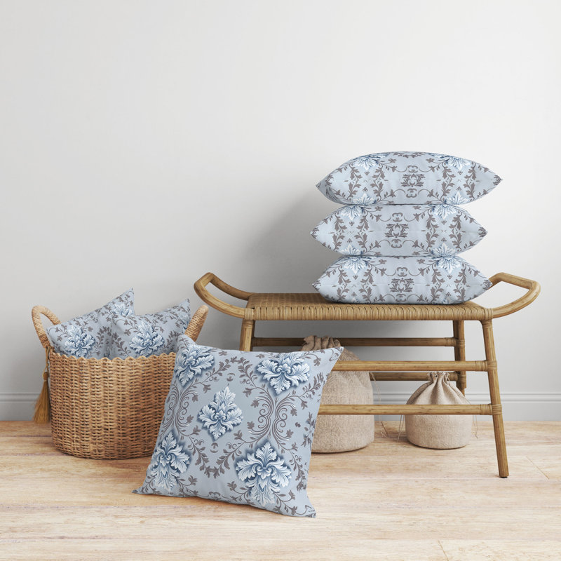 Indoor / Outdoor Square Cushion, 41cm H x 41cm W, Blue/Brown