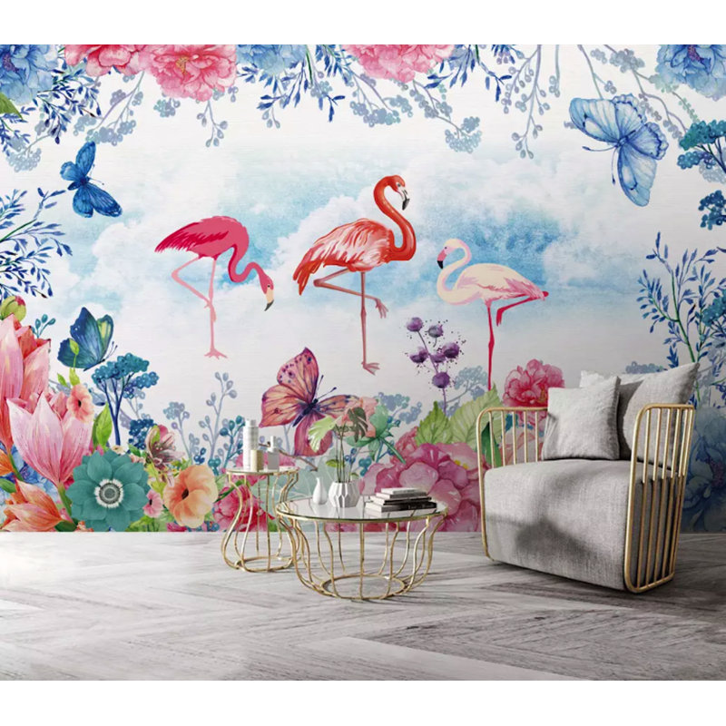 Murale à peindre flamant rose L 6,25 pi x l 112 po Flamingo, L 9,5 pi x l 17 pi