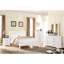 Grand lit de couleur blanche, design élégant classique avec tiroir, quincaillerie en nickel brossé, sommier tapissier requis pour le soutien et le confort, structure en bois de pin, décor de chambre contemporain