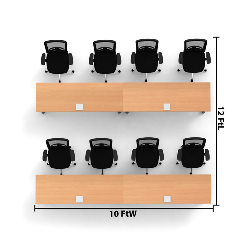 Rectangle 6 Person Flip Top 72'' L Modular Training Table and Chair Set with Casters and Modesty Panel and Cable Management