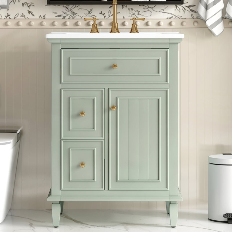Meuble-lavabo 24 po avec lavabo, Vert clair