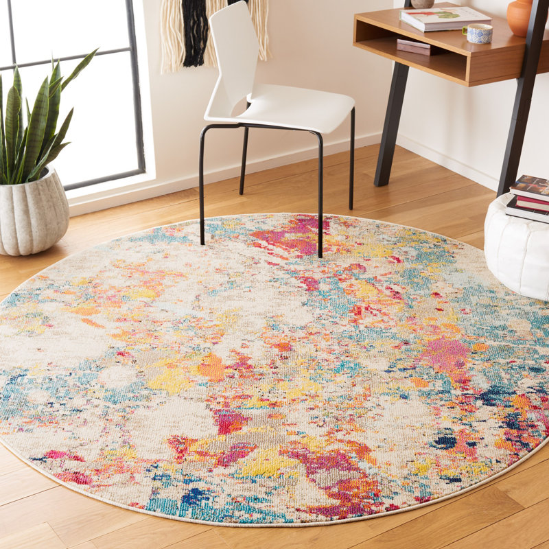 Caternia Performance Abstract Rug, Round 6'7"