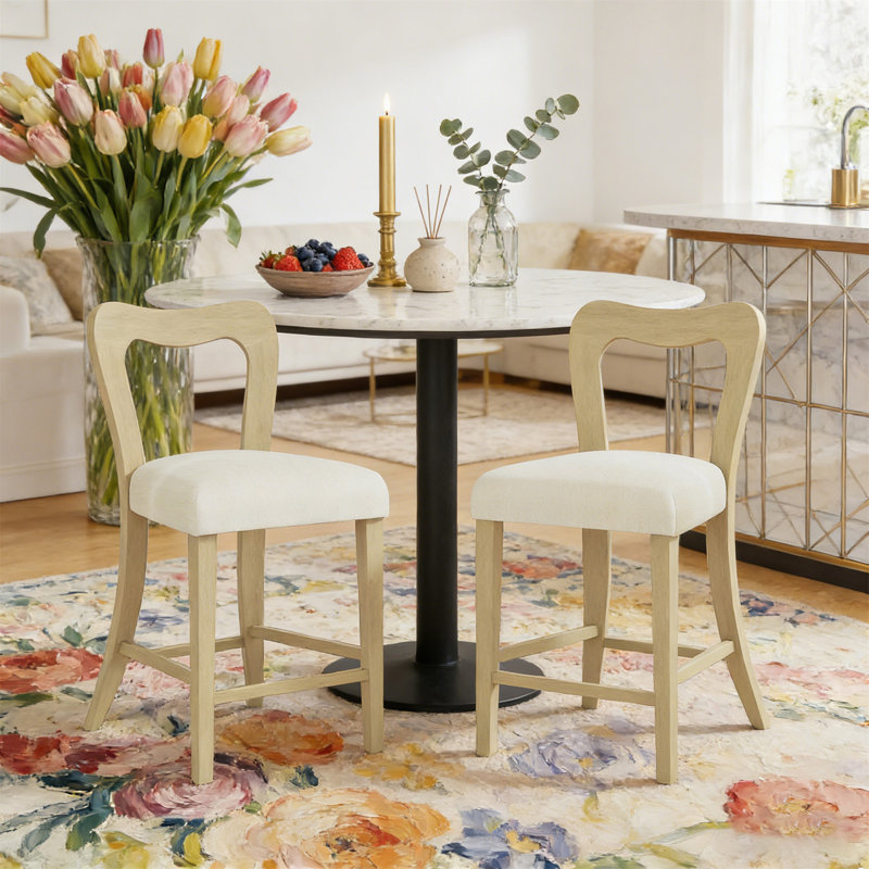 Tabouret de comptoir sans accoudoirs, ensemble de 2 (table non incluse), Naturel