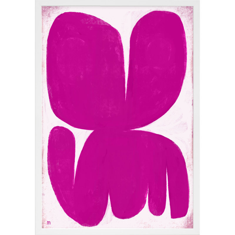 Magenta Moth Print by StudioM, 38" H x 26.5" W x 1.25" D, White