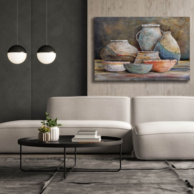  «Clay Pottery Still Life A» par Jean Plout, art mural sur toile, 60 po x 40 po