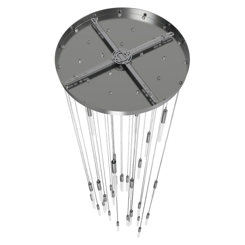 Polished Nickel 31-Light LED Glass Pendant Chandelier