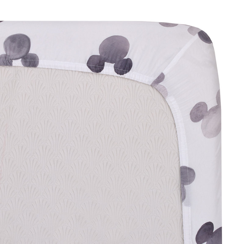 Drap-housse pour lit de bébé Nojo Disney MickeyMouse, Noir / Blanc / Gris