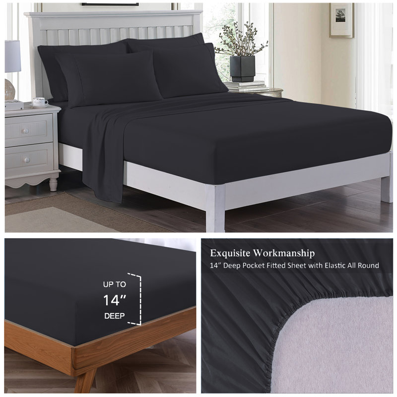 Microfiber Sheet Set, Black, Twin