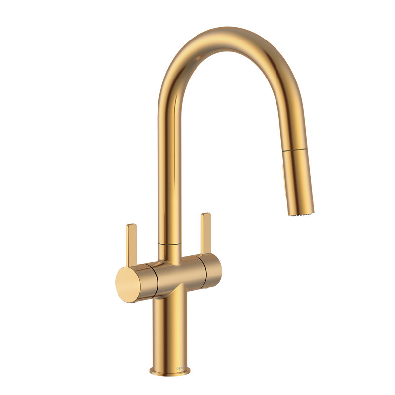 Amalfi 2-Handle Pull Down Sprayer Kitchen Faucet, Brushed Gold