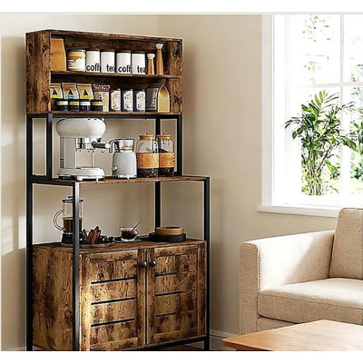 Convenient Coffee Station, Rack with Power Outlet and Storage Shelves