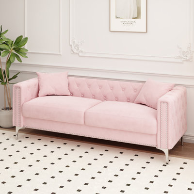 Le canapé moderne comprend 2 coussins, un canapé triple en velours de 83 po, convient aux grands et petits espaces