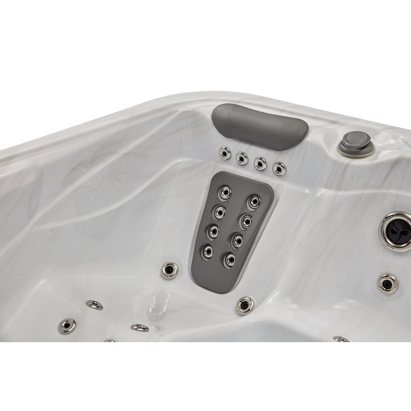 Gray Acrylic 3-Person Rectangular Hot Tub with LED Lighting